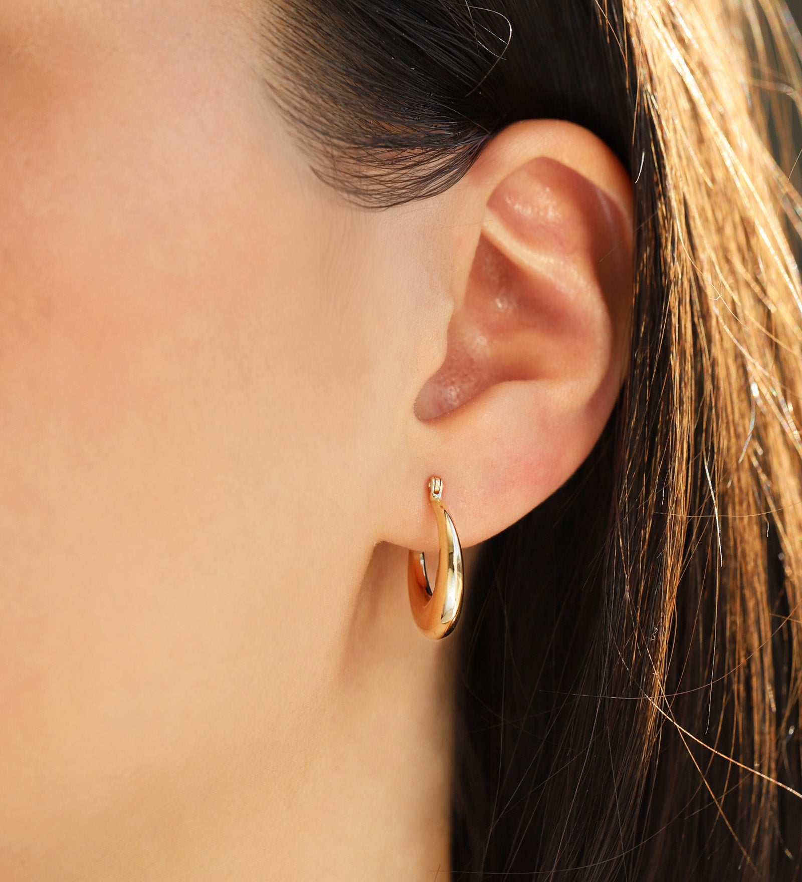 Goldhive-Tapered Huggies | 17mm-Earrings-Blue Ruby Jewellery-Vancouver Canada