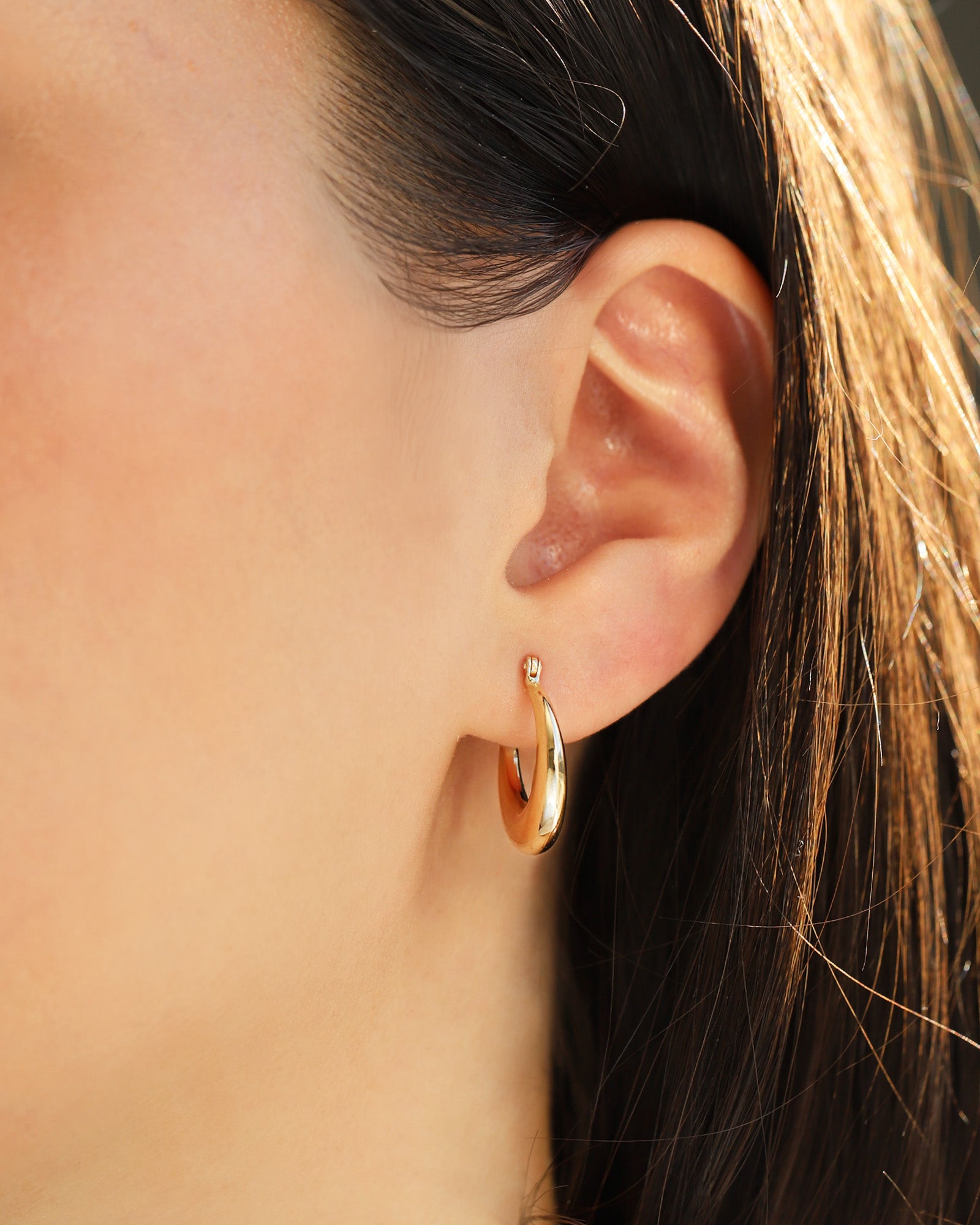 Goldhive-Tapered Huggies | 17mm-Earrings-Blue Ruby Jewellery-Vancouver Canada