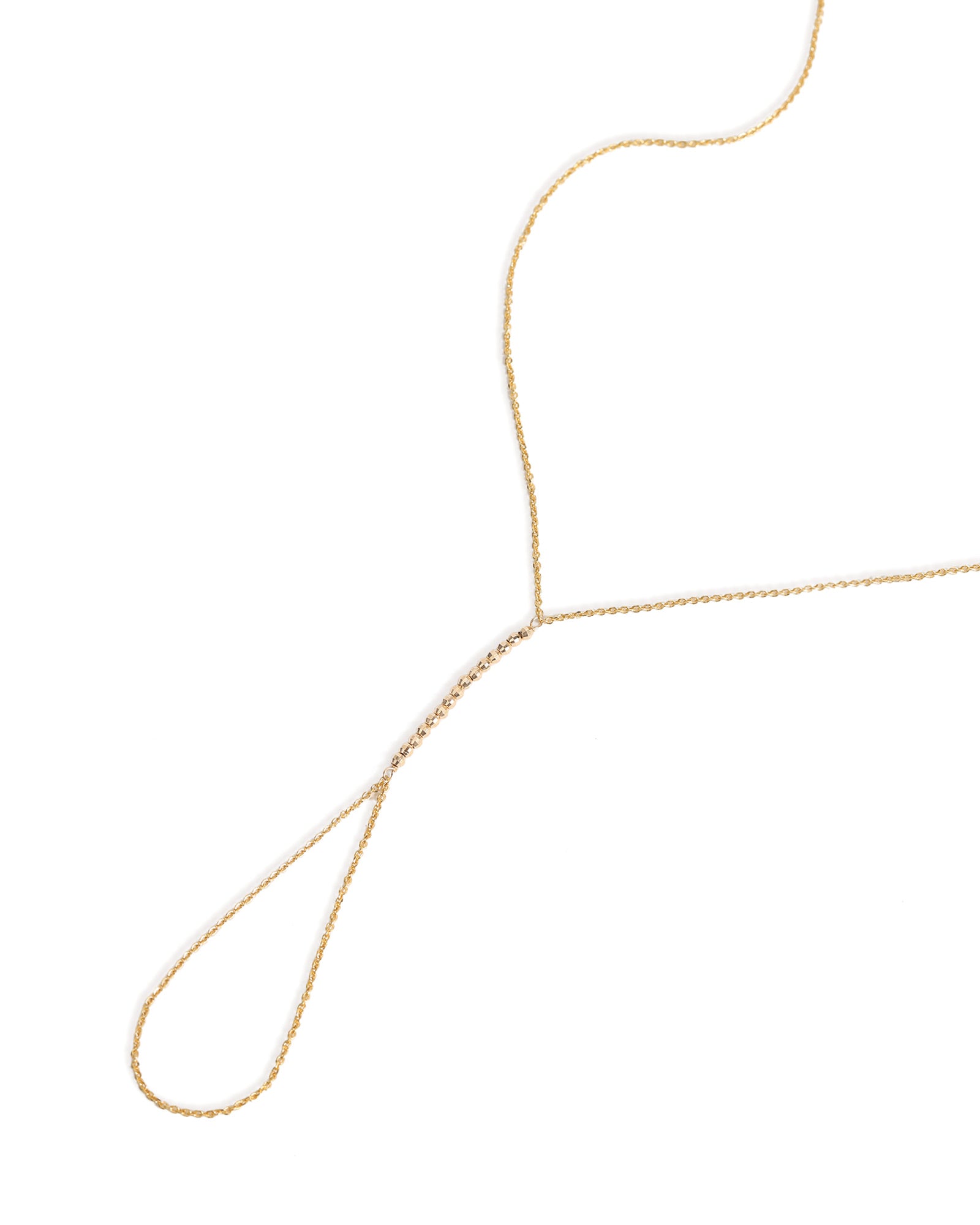 Goldhive-Two Wrap Mirror Beaded Hand Chain-Body Jewellery-14k Yellow Gold-Blue Ruby Jewellery-Vancouver Canada