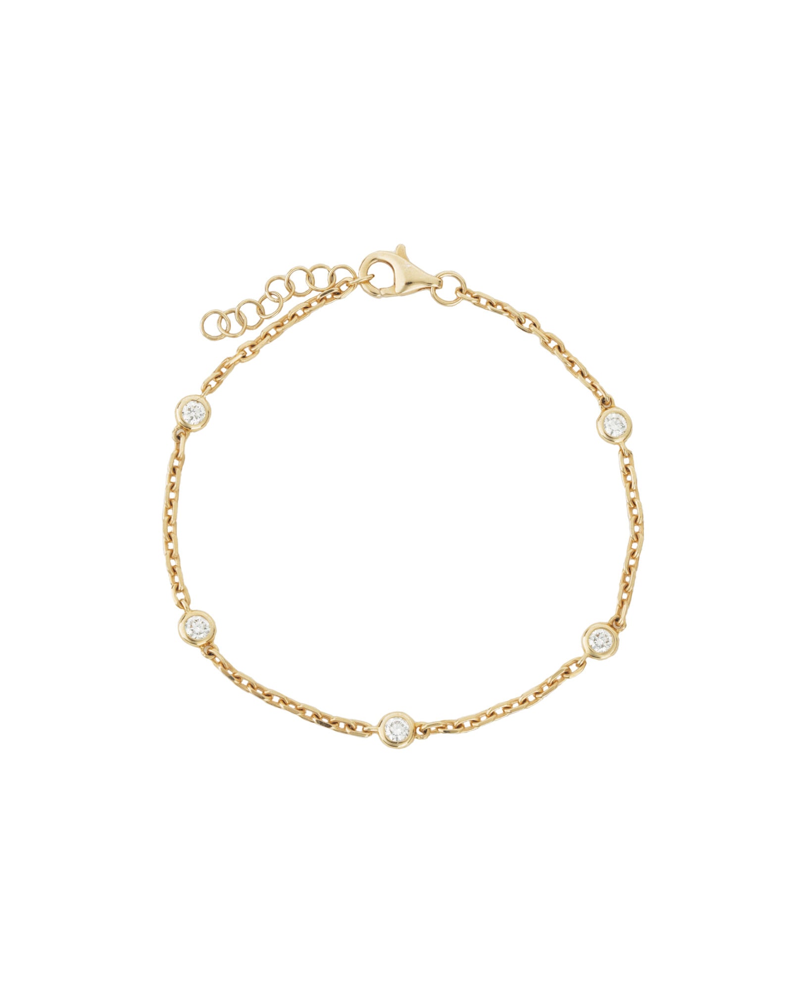 Goldhive-Bezel Diamond Station Bracelet-Bracelets-14k Yellow Gold, Diamond-Blue Ruby Jewellery-Vancouver Canada