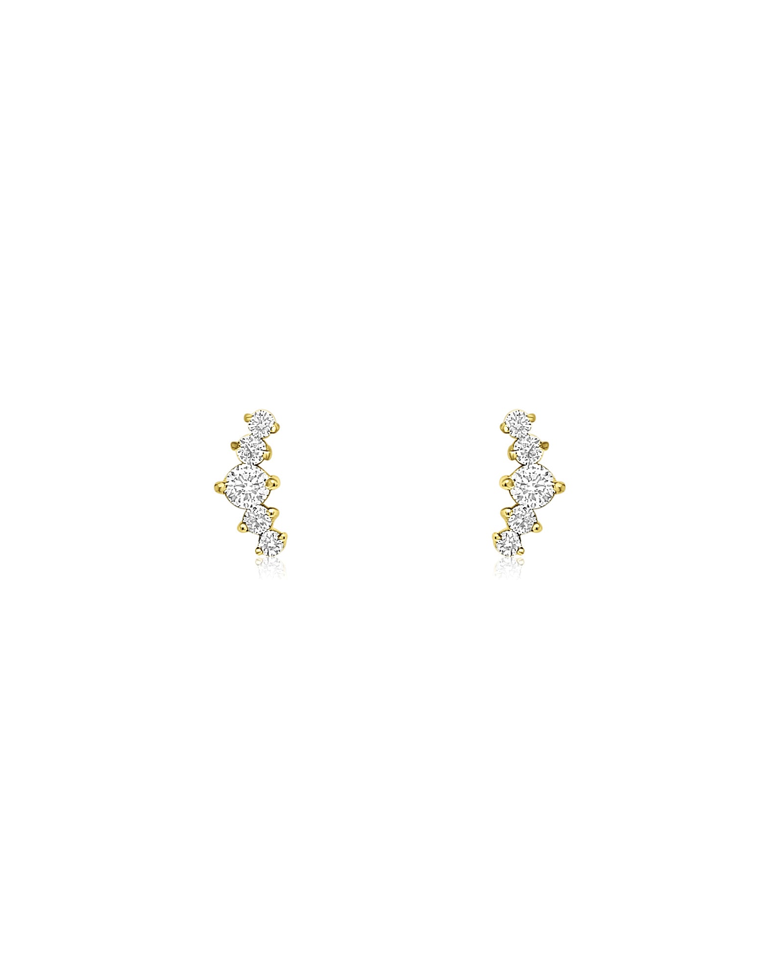 5 Marquise Diamond Curve Studs 14k Yellow Gold, Diamond