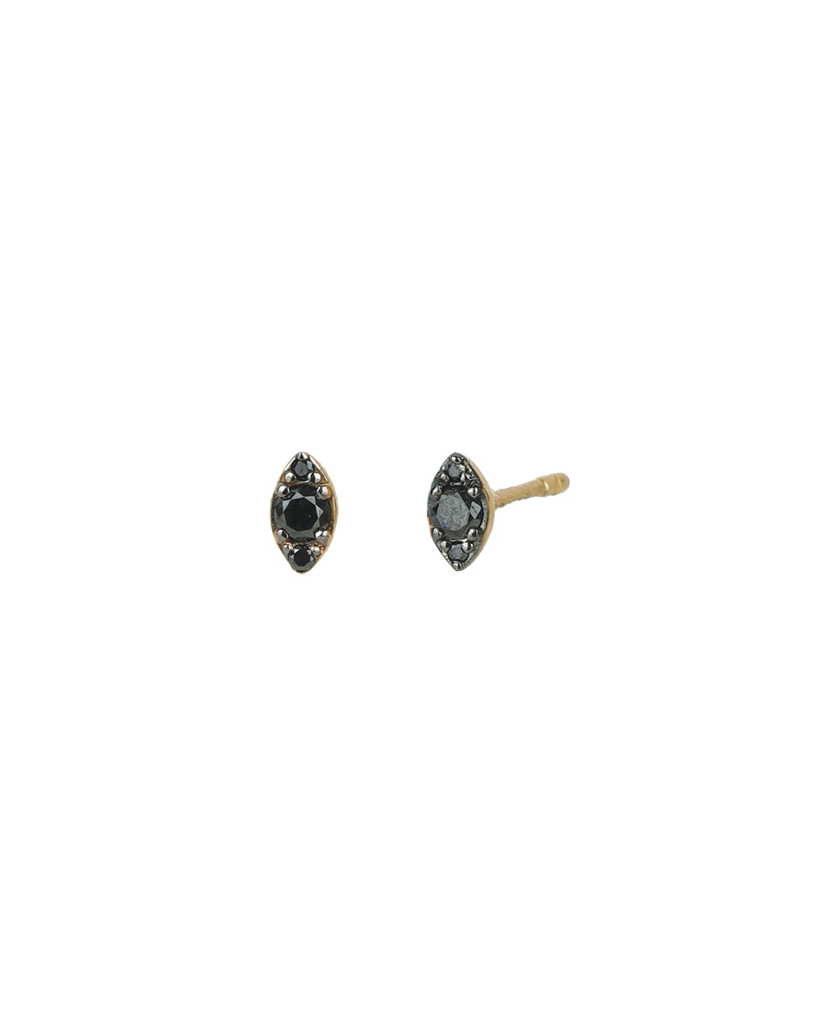 Goldhive-Marquise Black Diamond Studs-Earrings-14k Yellow Gold, Black Diamond-Blue Ruby Jewellery-Vancouver Canada