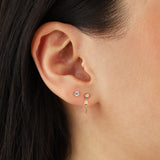 Goldhive-Baguette Diamond Chain Studs-Earrings-Blue Ruby Jewellery-Vancouver Canada