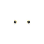 3 Prong Diamond Studs | 3mm 14k Yellow Gold, Black Diamond