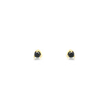 3 Prong Diamond Studs | 3mm 14k Yellow Gold, Black Diamond