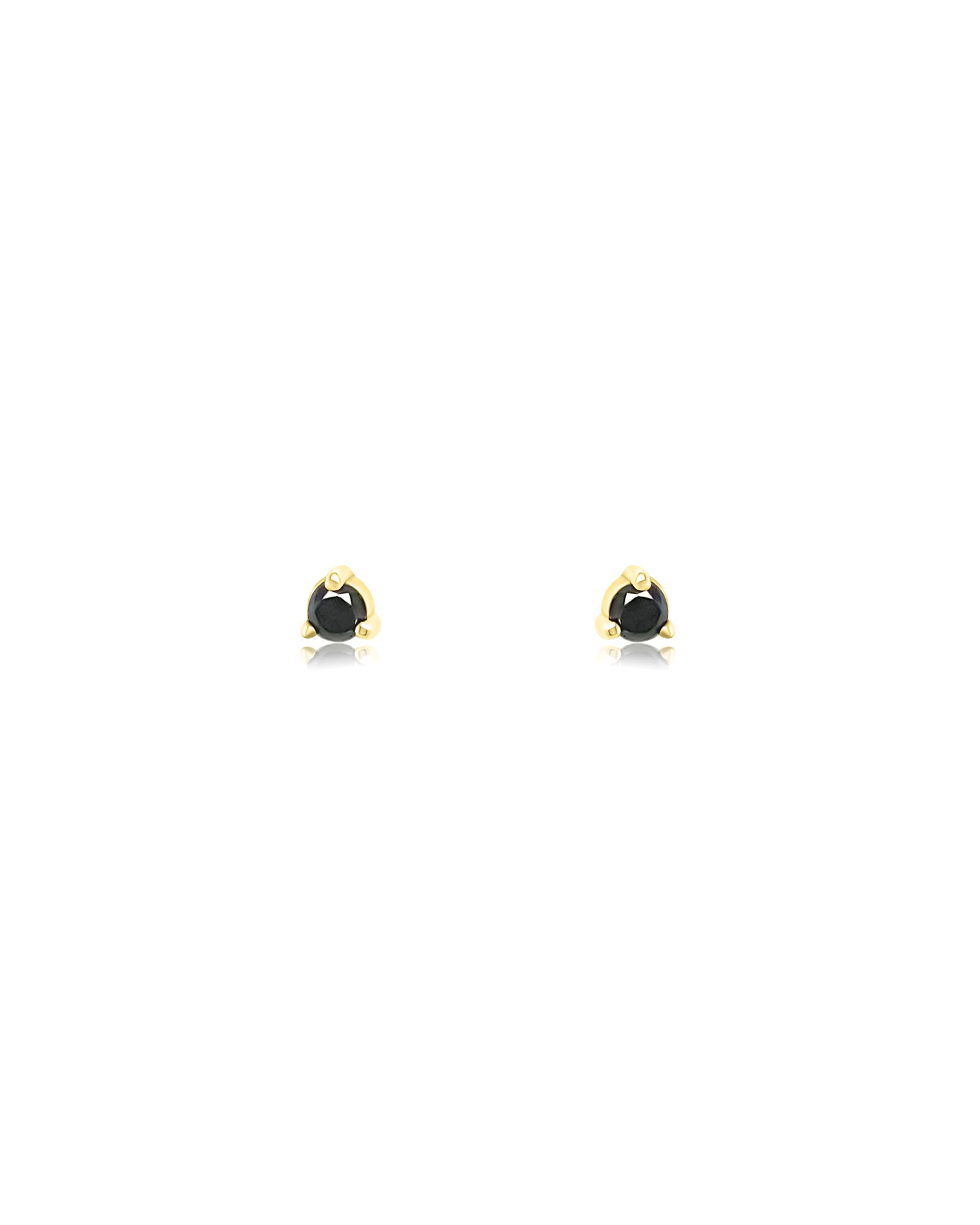 3 Prong Diamond Studs | 3mm 14k Yellow Gold, Black Diamond