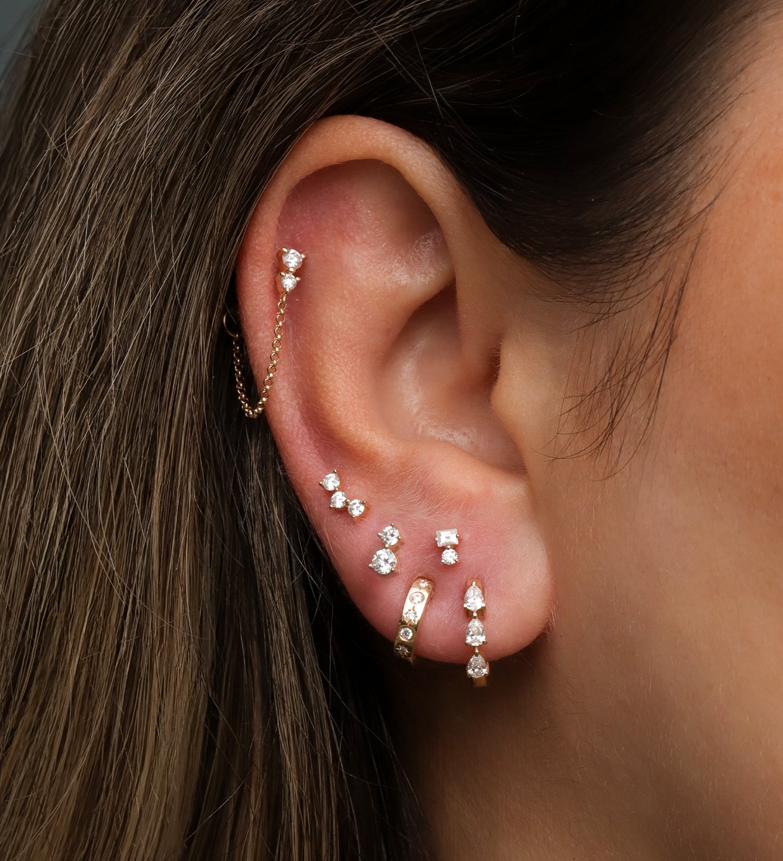 Goldhive-Rectangle Round Diamond Studs-Earrings-Blue Ruby Jewellery-Vancouver Canada