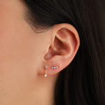 Goldhive-Double Diamond Chain Drop Studs-Earrings-Blue Ruby Jewellery-Vancouver Canada