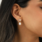 Goldhive-Pearl Diamond Huggies | 12mm-Earrings-Blue Ruby Jewellery-Vancouver Canada