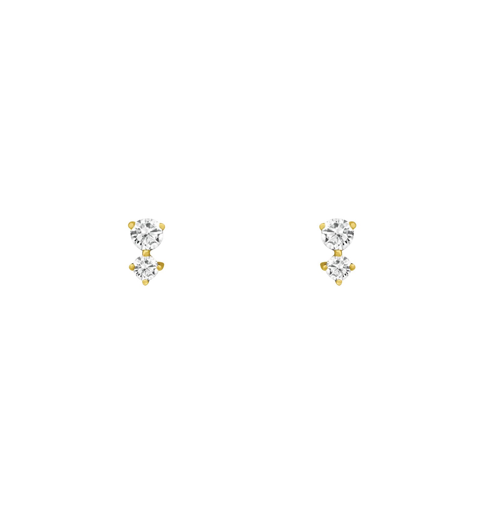 Gradual Two Diamond Studs 14k Yellow Gold, Diamond