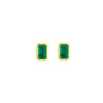 Goldhive-Bezeled Baguette Stone Studs-Earrings-Blue Ruby Jewellery-Vancouver Canada