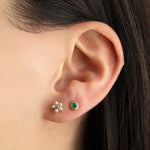 Goldhive-Pearl Diamond Flower Studs-Earrings-Blue Ruby Jewellery-Vancouver Canada