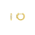 Double Diamond Huggies | 12mm 14k Yellow Gold, Diamond