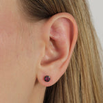 Round Organic Studs 14k Yellow Gold, Ruby