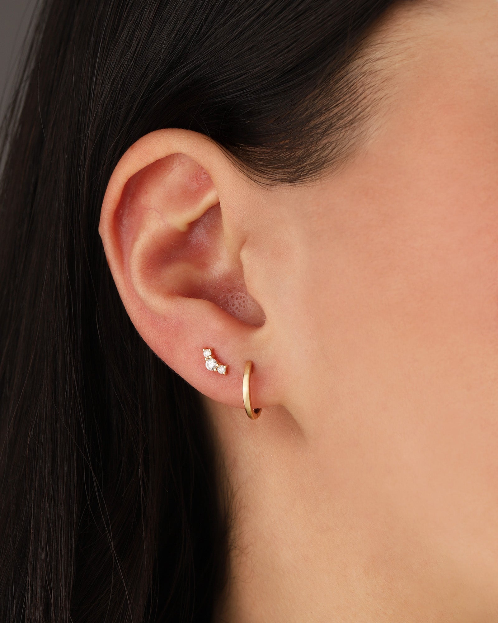 Goldhive-Three Diamond Curved Studs-Earrings-Blue Ruby Jewellery-Vancouver Canada