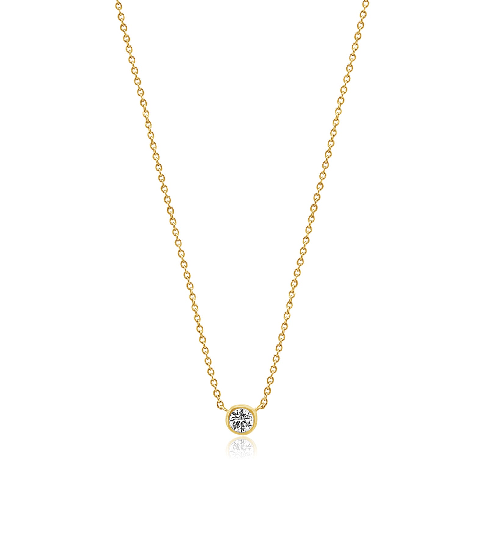 Bezel Diamond Floating Necklace 14k Yellow Gold, Diamond