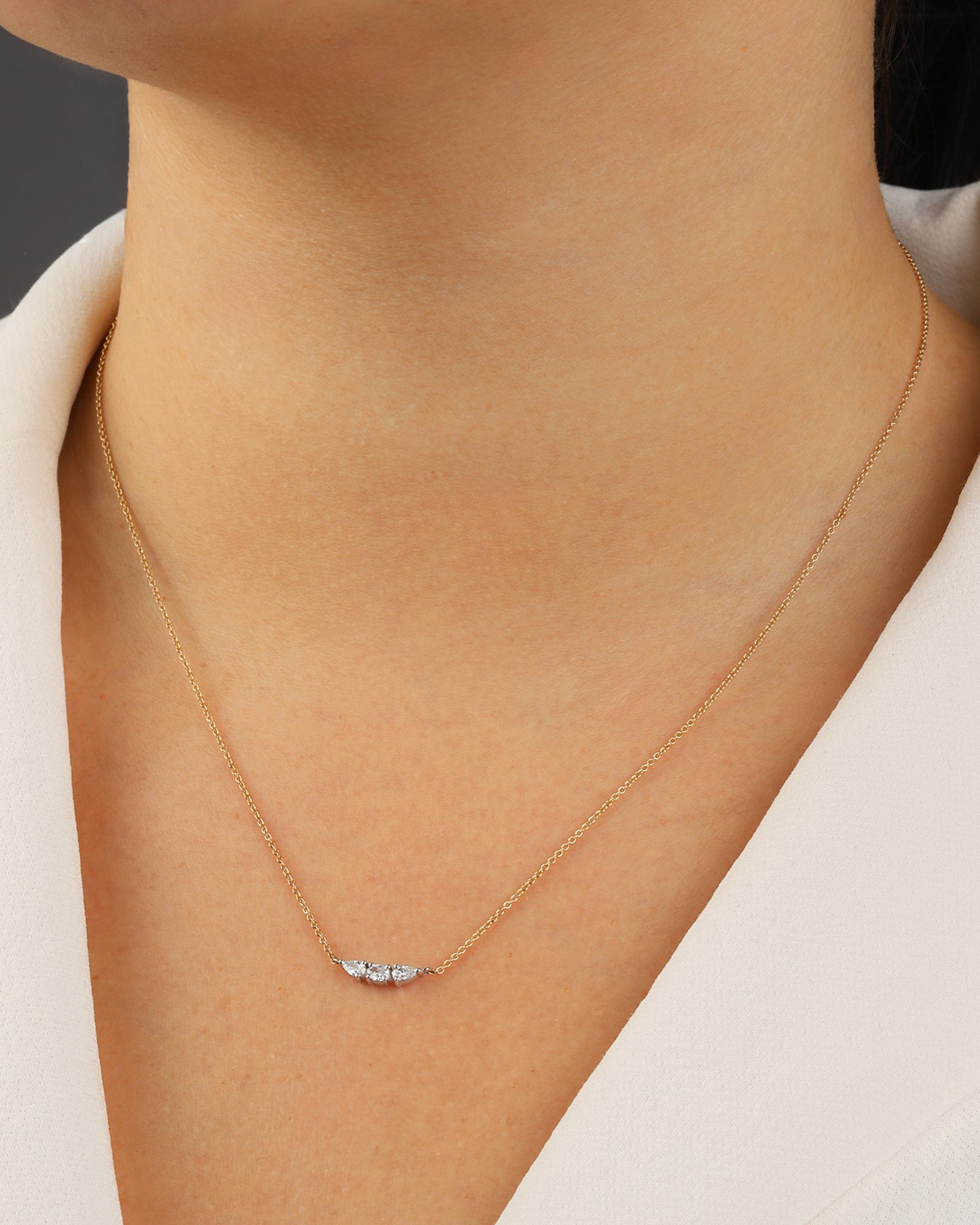 Goldhive-Three Diamond Cluster Necklace-Necklaces-Blue Ruby Jewellery-Vancouver Canada