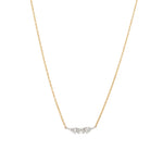 Three Diamond Cluster Necklace 14k Yellow Gold, 14k White Gold, Diamond