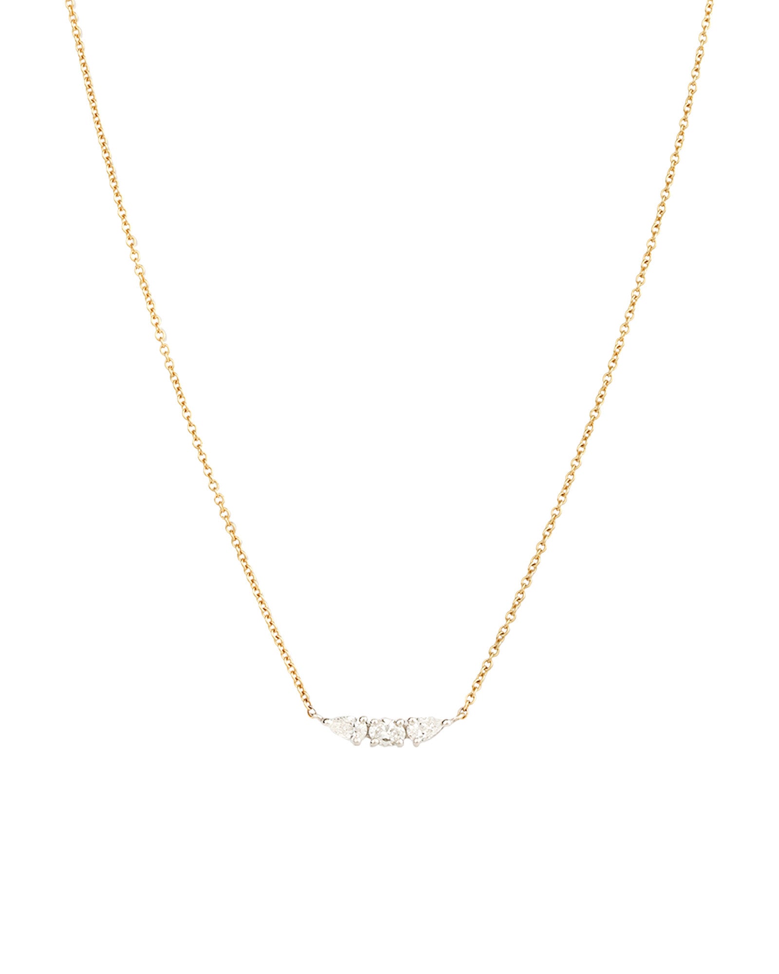 Goldhive-Three Diamond Cluster Necklace-Necklaces-14k Yellow Gold, 14k White Gold, Diamond-Blue Ruby Jewellery-Vancouver Canada