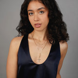 Goldhive-Cross Rectangle Stone Charm-Necklaces-Blue Ruby Jewellery-Vancouver Canada