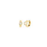 Goldhive-Round Stone Huggies | 12mm-Earrings-14k Yellow Gold, White Topaz-Blue Ruby Jewellery-Vancouver Canada