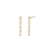 Goldhive-Five Gradual Diamond Drop Studs-Earrings-14k Yellow Gold, Diamond-Blue Ruby Jewellery-Vancouver Canada