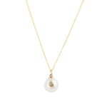 Bezel Diamond Pearl Necklace 14k Yellow Gold, Diamond, White Pearl