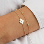 Goldhive-Mother of Pearl Clover Chain Bracelet-Bracelets-Blue Ruby Jewellery-Vancouver Canada