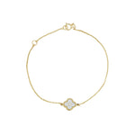 Mother of Pearl Clover Chain Bracelet 10k Yellow Gold, Mother of Pearl, Cubic Zirconia