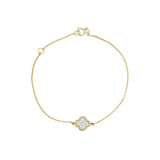 Mother of Pearl Clover Chain Bracelet 10k Yellow Gold, Mother of Pearl, Cubic Zirconia