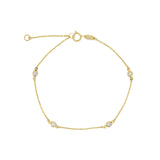 Station Bezel CZ Chain Bracelet 10k Yellow Gold, Cubic Zirconia