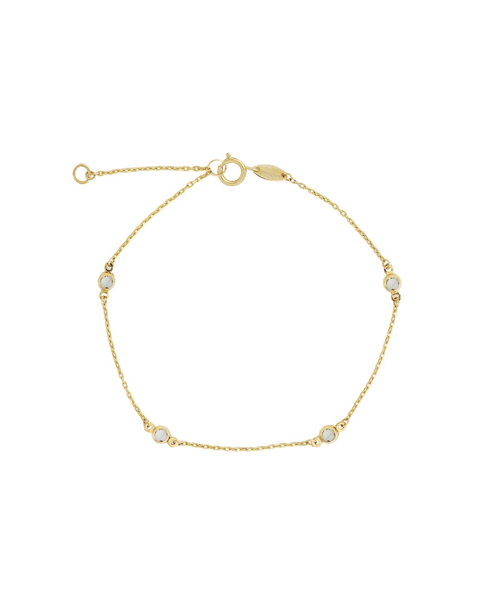 Station Bezel CZ Chain Bracelet 10k Yellow Gold, Cubic Zirconia