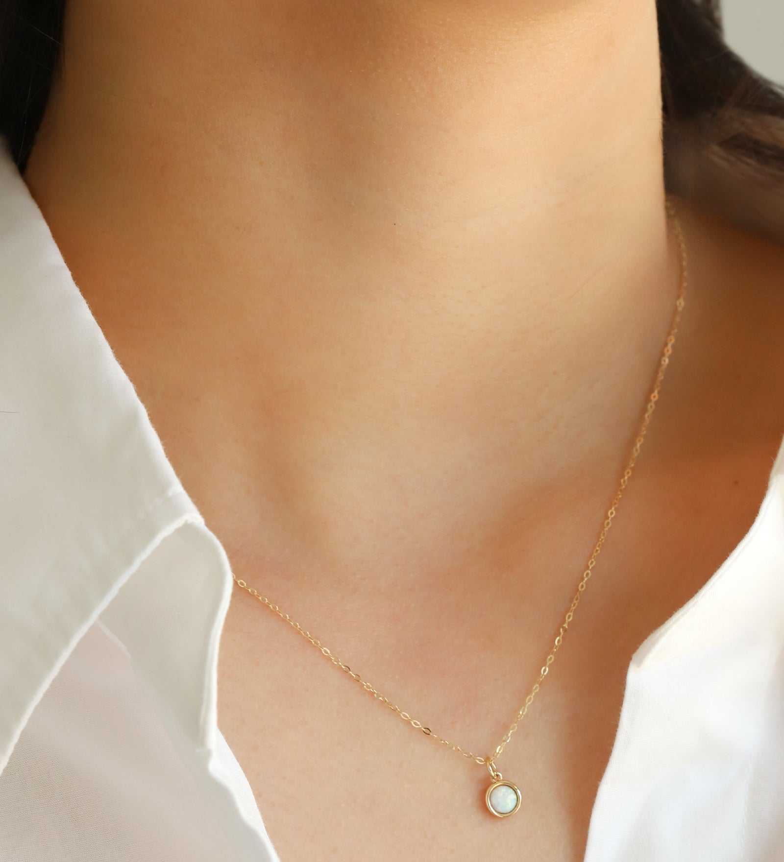 Goldhive-Bezel Opal Pendant Necklace-Necklaces-Blue Ruby Jewellery-Vancouver Canada
