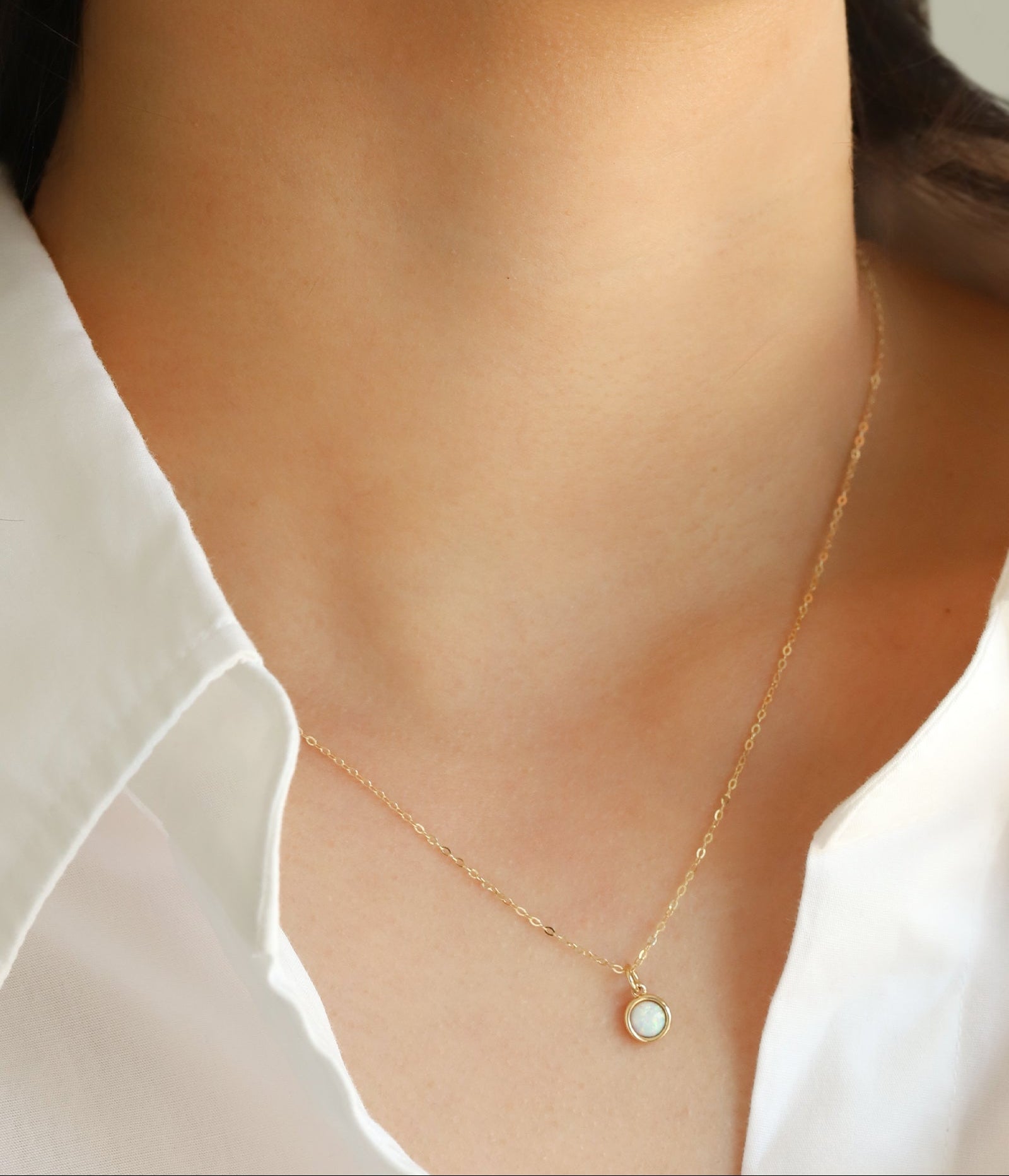 Goldhive-Bezel Opal Pendant Necklace-Necklaces-Blue Ruby Jewellery-Vancouver Canada
