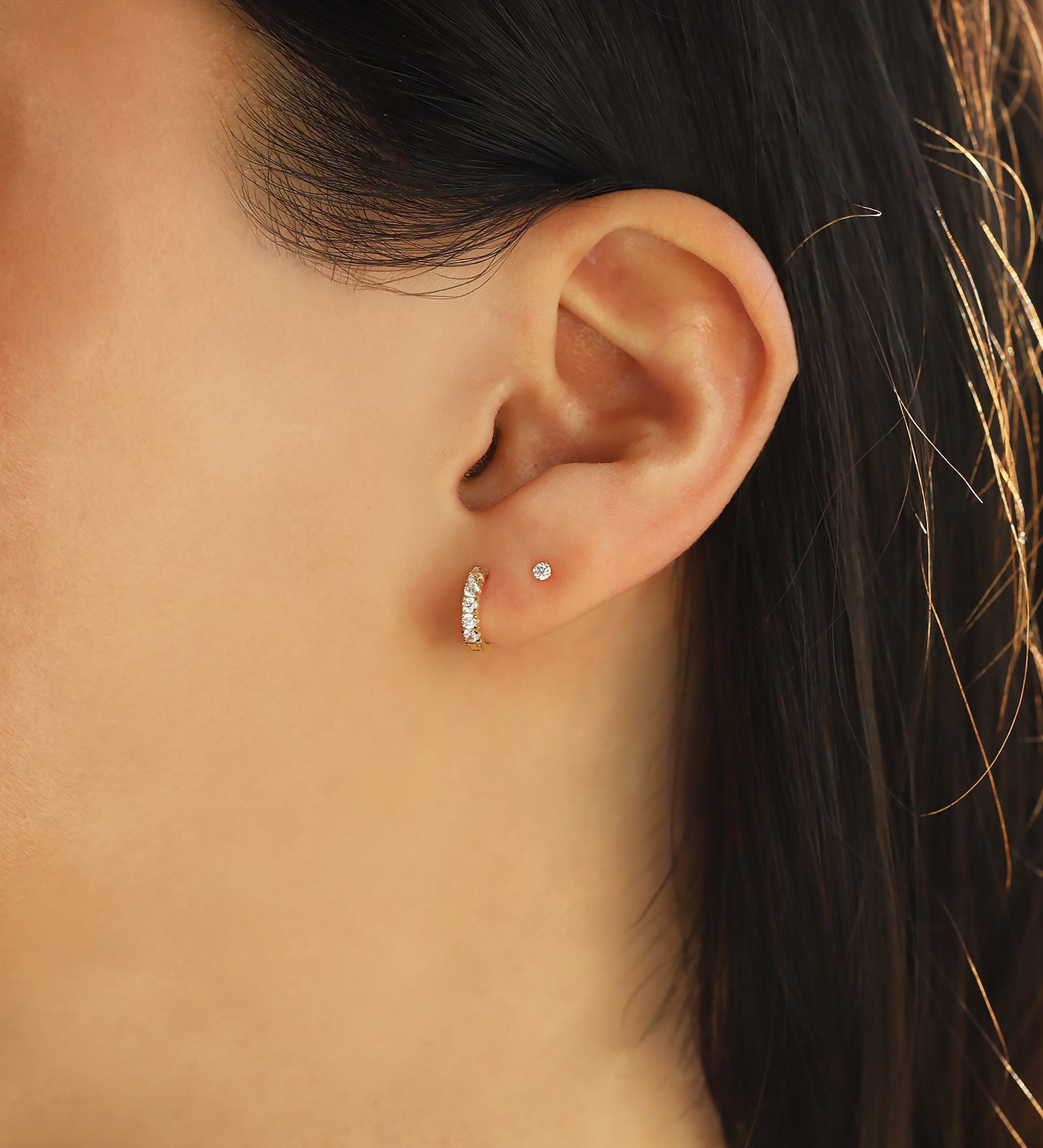 Goldhive-Classic CZ Single Huggie | 10mm-Earrings-Blue Ruby Jewellery-Vancouver Canada