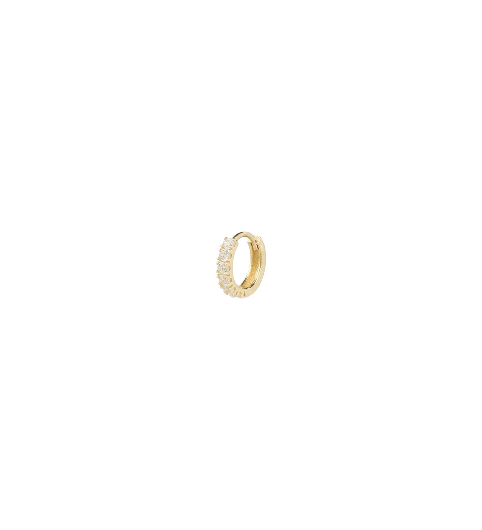 Goldhive-Classic CZ Single Huggie | 10mm-Earrings-10k Yellow Gold, Cubic Zirconia-Blue Ruby Jewellery-Vancouver Canada