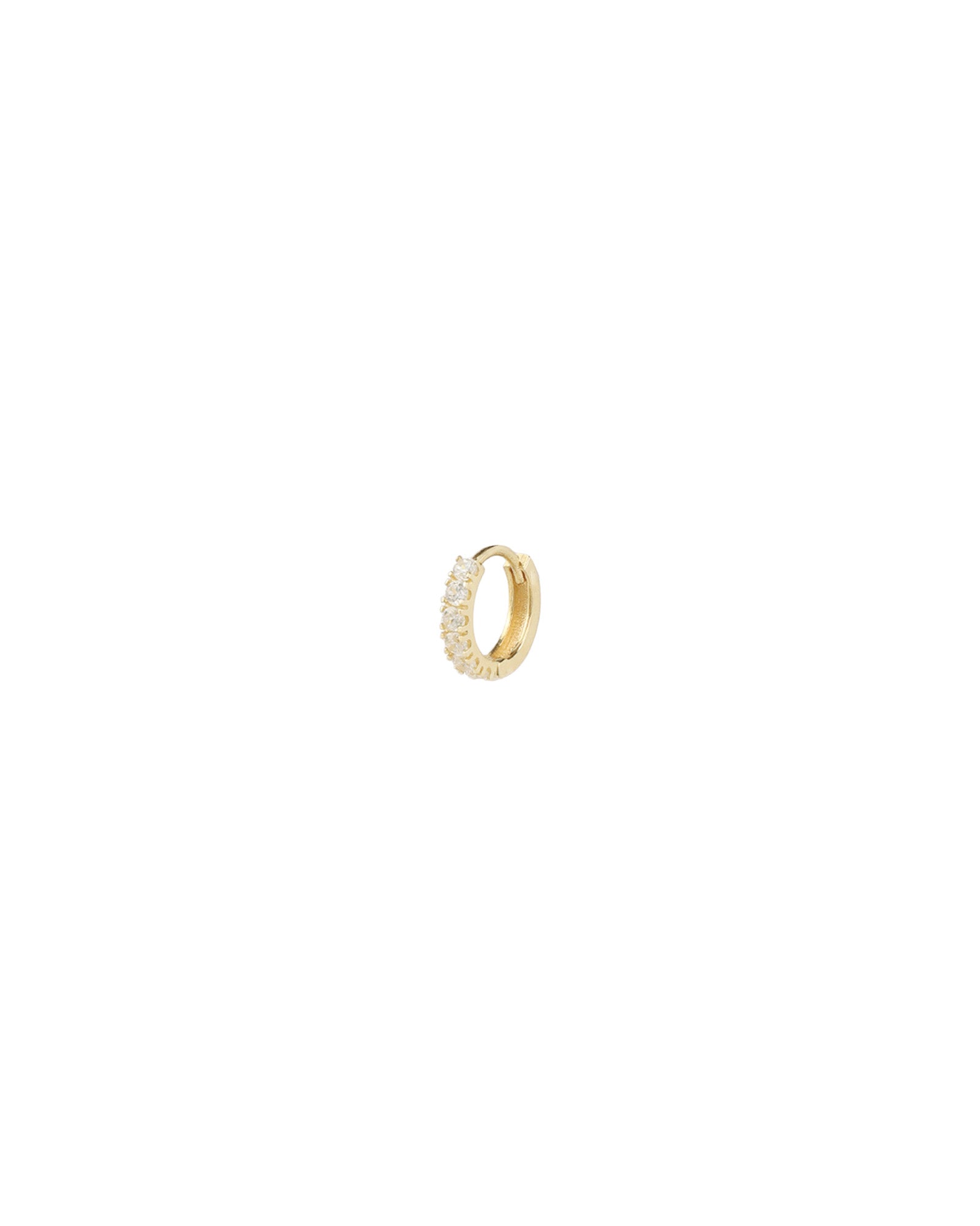 Goldhive-Classic CZ Single Huggie | 10mm-Earrings-10k Yellow Gold, Cubic Zirconia-Blue Ruby Jewellery-Vancouver Canada