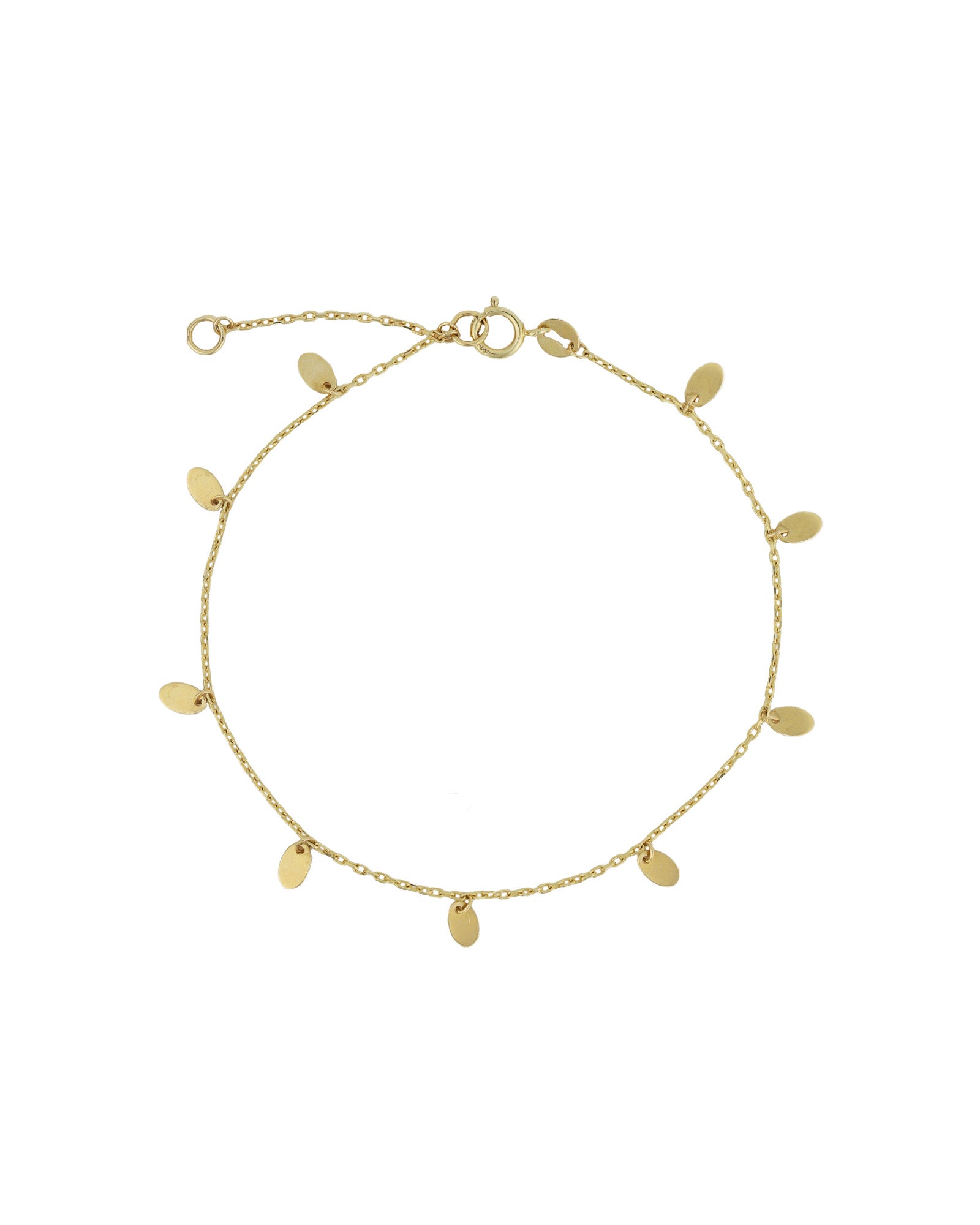Oval Disc Drop Bracelet 10k Yellow Gold