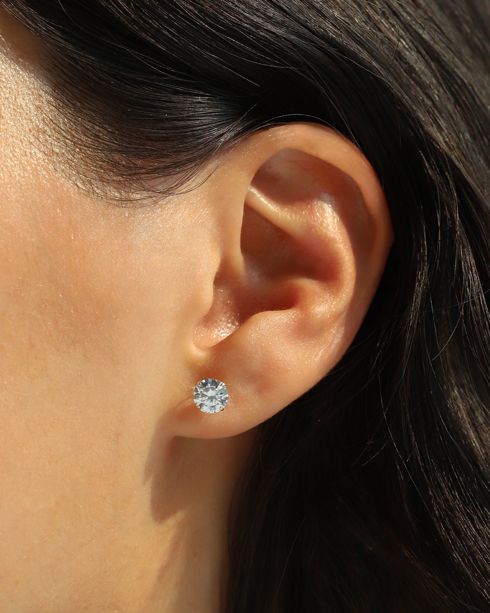Goldhive-Round CZ 6mm Studs-Earrings-Blue Ruby Jewellery-Vancouver Canada