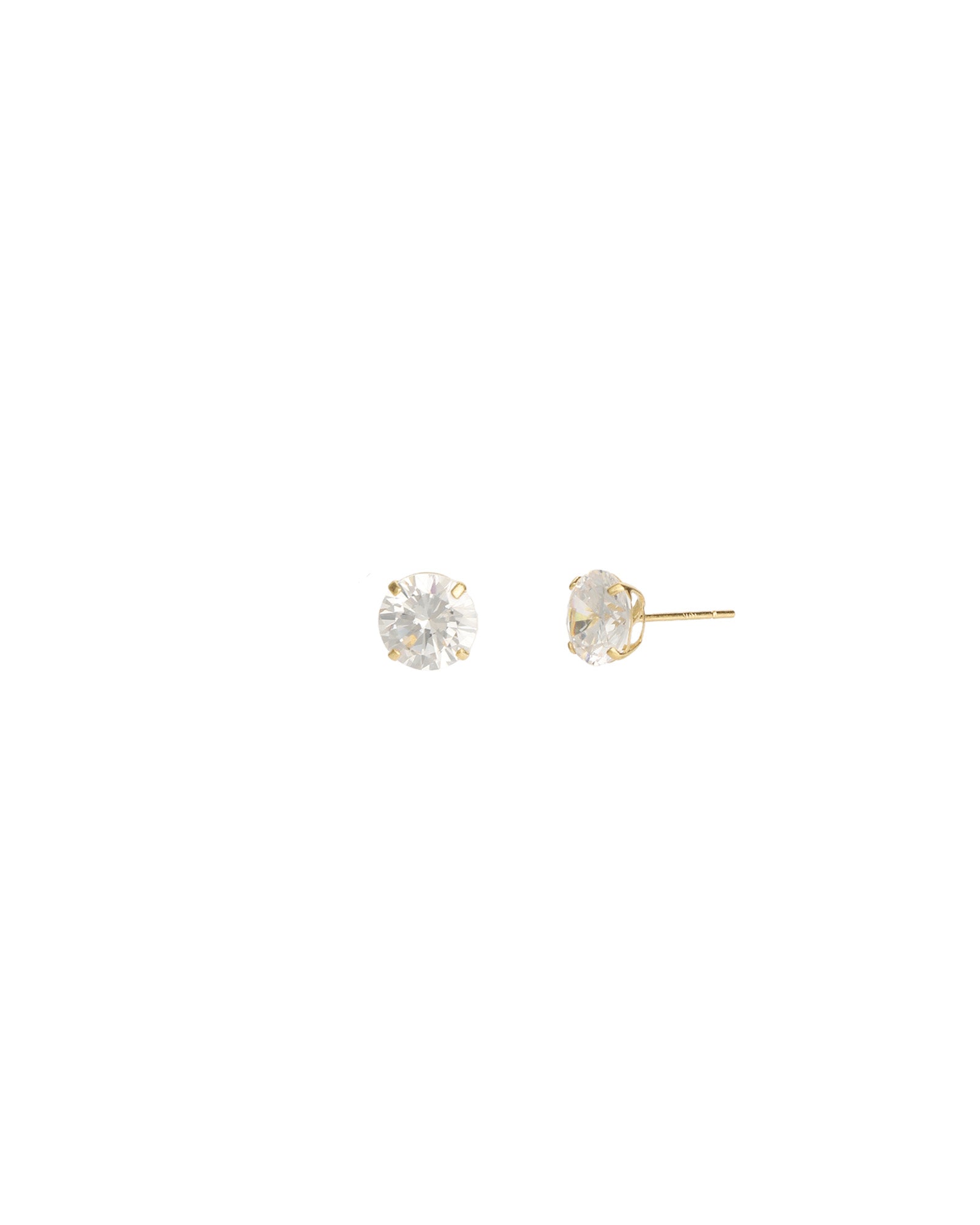 Goldhive-Round CZ 6mm Studs-Earrings-10k Yellow Gold, Cubic Zirconia-6mm-Blue Ruby Jewellery-Vancouver Canada