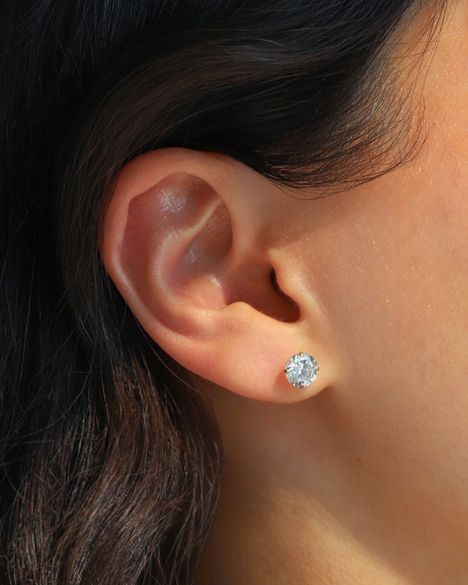 Goldhive-Round CZ 7mm Studs-Earrings-Blue Ruby Jewellery-Vancouver Canada