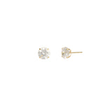 Goldhive-Round CZ 7mm Studs-Earrings-10k Yellow Gold, Cubic Zirconia-Blue Ruby Jewellery-Vancouver Canada