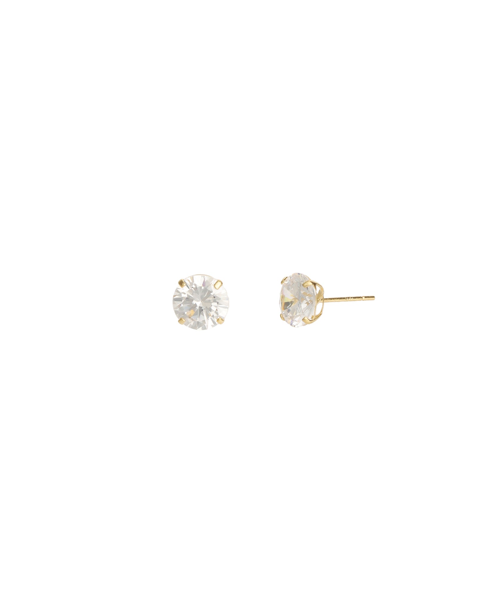 Goldhive-Round CZ 7mm Studs-Earrings-10k Yellow Gold, Cubic Zirconia-Blue Ruby Jewellery-Vancouver Canada