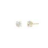 Goldhive-Round CZ 8mm Studs-Earrings-10k Yellow Gold, Cubic Zirconia-Blue Ruby Jewellery-Vancouver Canada