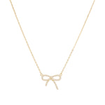Bow Pavé Necklace 10k Yellow Gold, Cubic Zirconia
