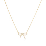 Bow Pavé Necklace 10k Yellow Gold, Cubic Zirconia