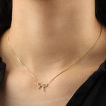 Bow Pavé Necklace 10k Yellow Gold, Cubic Zirconia