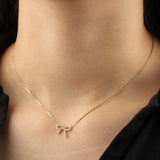 Bow Pavé Necklace 10k Yellow Gold, Cubic Zirconia