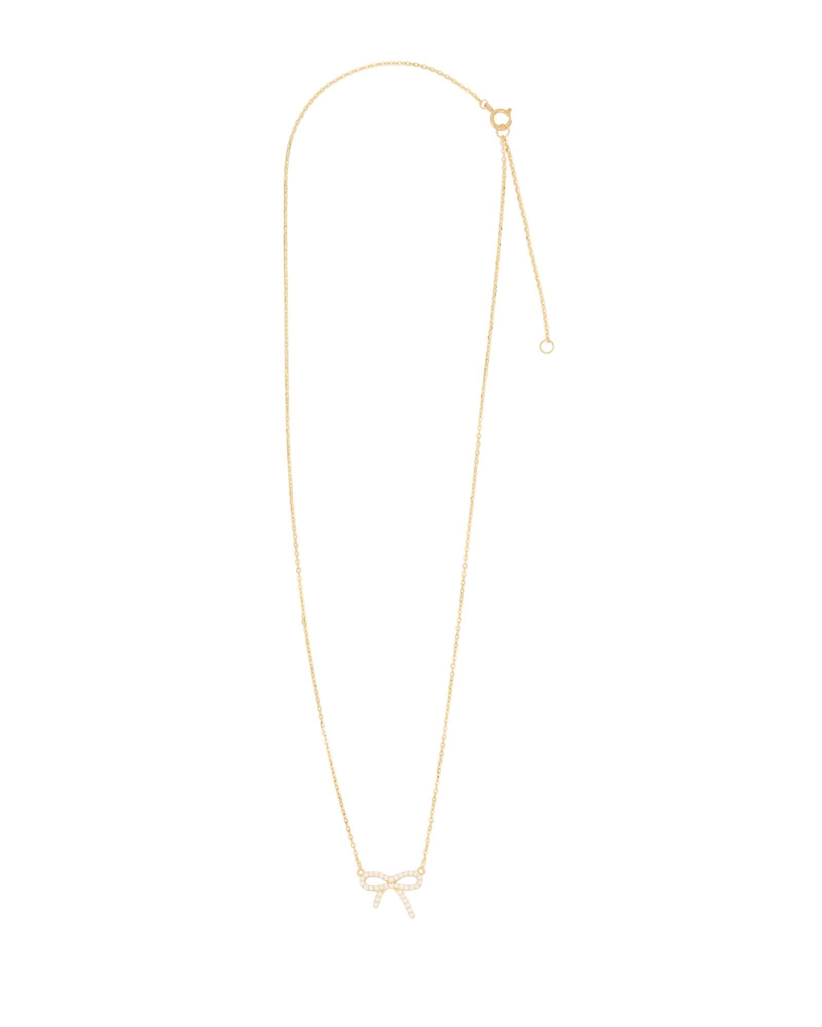 Bow Pavé Necklace 10k Yellow Gold, Cubic Zirconia
