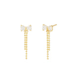 Bow Chain CZ Stud 10k Yellow Gold, Cubic Zirconia